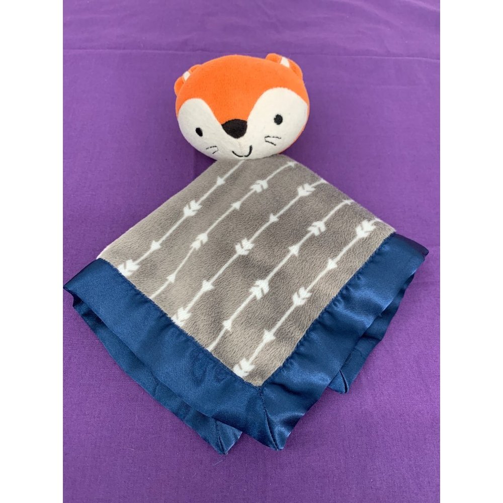 Parents Choice, Orange Fox with Gray White Arrows, Blue Satin Silky Trim 11 1/2